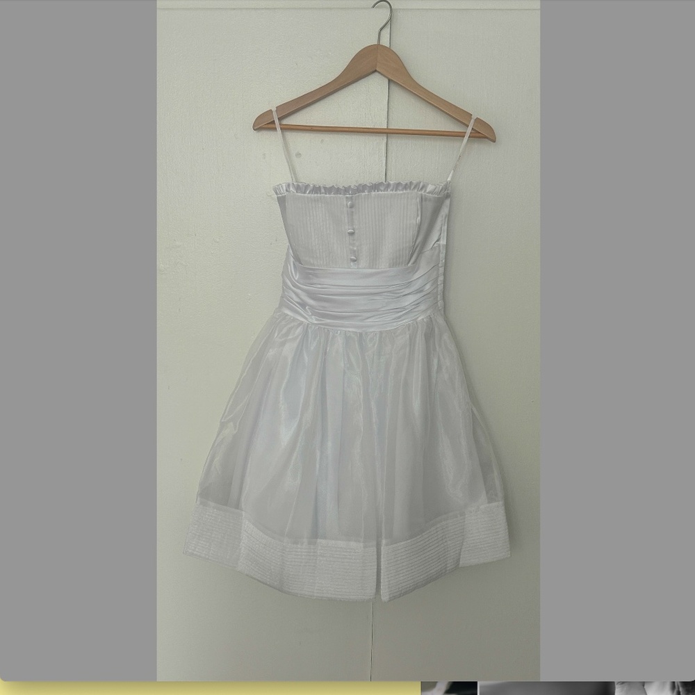 BNWT Y2k Vintage Betsey Johnson strapless mini dress Prom Formal White Satin
